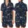 Women's Greyhound Lover Sleep Set: Midnight Blue Fawn Brindle Dog & Ocean Coral Pattern - Silky Stretch Satin Short-Sleeve Pajamas Set - 1