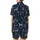 Women's Greyhound Lover Sleep Set: Midnight Blue Fawn Brindle Dog & Ocean Coral Pattern - Silky Stretch Satin Short-Sleeve Pajamas Set - 3