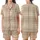 Women's Warm Brown Cream Geometric Plaid Organic Cotton Muslin Pajama Set Satin Short-Sleeve Pajamas Set - 1