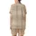 Women's Warm Brown Cream Geometric Plaid Organic Cotton Muslin Pajama Set Satin Short-Sleeve Pajamas Set - 3