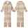Women's Warm Brown Cream Geometric Plaid Organic Cotton Muslin Pajama Set Kid Satin Pajamas Set - 1