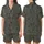 Women's Olive Green Indigo Botanical Pure Cotton Pajamas Set: Floral Block Print Loungewear Satin Short-Sleeve Pajamas Set - 1