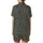 Women's Olive Green Indigo Botanical Pure Cotton Pajamas Set: Floral Block Print Loungewear Satin Short-Sleeve Pajamas Set - 3