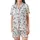 Horse Lover's Satin Pajamas: Vintage Hand-Sketched Black & White Equine & Horseshoe Set Satin Short-Sleeve Pajamas Set - 2