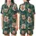 Women's Sloth Floral Pajama Pants: Tea-Loving Sloths & Rose-Pink Forest Foliage Satin Short-Sleeve Pajamas Set - 1