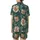 Women's Sloth Floral Pajama Pants: Tea-Loving Sloths & Rose-Pink Forest Foliage Satin Short-Sleeve Pajamas Set - 3