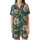 Women's Sloth Floral Pajama Pants: Tea-Loving Sloths & Rose-Pink Forest Foliage Satin Short-Sleeve Pajamas Set - 2