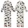 Cat Lovers' Whimsical Black Cat Olive Eye Fishbone MEOW KITTEN Creamy Off-White Pattern Kid Satin Pajamas Set - 1