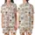 Cat Lovers' Whimsical Seamless Cartoon Cats Pattern: Light Pink, Peach, Gray Felines with Sunglasses & Red Bow Ties Satin Short-Sleeve Pajamas Set - 1