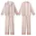 Women's Off-White Cream & Pastel Pink Rose Vertical Stripe Mulberry Silk Sleep Set Kid Satin Pajamas Set - 1