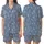 Women's Periwinkle Wildflower Print Gauze Cotton Pajama Set - Ruffle Top or Blouse Loungewear Satin Short-Sleeve Pajamas Set - 1MT6Q4078E