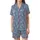 Women's Periwinkle Wildflower Print Gauze Cotton Pajama Set - Ruffle Top or Blouse Loungewear Satin Short-Sleeve Pajamas Set - 2