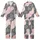 Satin Sleep Set: Intertwined Monogram & Botanical Pattern - Blush & Charcoal Kid Satin Pajamas Set - 1