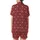 Heritage Geometric: Cranberry White Interlocking Squares & Diamond Pattern - Art Motif Satin Short-Sleeve Pajamas Set - 3
