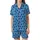 Hanukkah Festival: Dark Blue Dreidel Gelt Star Flat Graphic All-Over Print Satin Short-Sleeve Pajamas Set - 2
