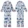 Azure Blooms Pyjama Set: Hand-Drawn Indigo Tropical Birds 100% Cotton Loungewear Gift Kid Satin Pajamas Set - 1