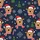 Family Holiday: Playful Reindeer & Snowflake Navy Pattern Long Sleeve Pajamas Satin Short-Sleeve Pajamas Set - 4