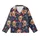Family Holiday: Playful Reindeer & Snowflake Navy Pattern Long Sleeve Pajamas Kid Satin Pajamas Set - 2