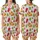 Whimsical Pizza Christmas: Hand-Drawn Holiday Food Pattern with Reindeer & Cocoa Print Satin Short-Sleeve Pajamas Set - 1