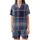 Men's Classic Navy Slate Plaid DIY Loungewear Project - Tartan Sleepwear Template Satin Short-Sleeve Pajamas Set - 2