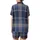 Men's Classic Navy Slate Plaid DIY Loungewear Project - Tartan Sleepwear Template Satin Short-Sleeve Pajamas Set - 3