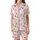 Slumber Party Pajamas: Whimsical Pink Pizza, Popcorn, Sleep Mask & Star Pattern - Cozy Sleepwear Satin Short-Sleeve Pajamas Set - 2