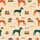 Italian Greyhound Lovers' Stylized Rainbow Striped Dog Seamless Pattern in Burnt Orange & Warm Beige Satin Short-Sleeve Pajamas Set - 4