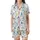 Hanukkah Celebrators' Whimsical Gnomes, Dreidels & Menorahs All-Over Print in Blue, Gold & White Satin Short-Sleeve Pajamas Set - 2