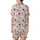 Holiday Animal Lovers' Whimsical Opossum Santa Hat Red & White Christmas Pattern with Poinsettias, Holly & Snowflakes Satin Short-Sleeve Pajamas Set - 3