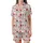 Holiday Animal Lovers' Whimsical Opossum Santa Hat Red & White Christmas Pattern with Poinsettias, Holly & Snowflakes Satin Short-Sleeve Pajamas Set - 2