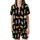 Cat Lovers' Playful Cartoon Cats Seamless Pattern with Multi-color Flat Art on Black Satin Short-Sleeve Pajamas Set - 2