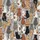 Cat Lovers' Whimsical Hand-Drawn Back View Cats Beige Tan Brown Black White Grey Scattered Pattern Kid Satin Pajamas Set - 4