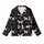 Cat Lovers' Monochrome Playful Cats Yin-Yang Heart Design Minimalist Graphic Art Kid Satin Pajamas Set - 2