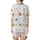 Cat Lovers' Whimsical Cartoon Cat Faces, Minimalist Feline Art, Pink Bows & Paw Prints Pattern on White Satin Short-Sleeve Pajamas Set - 3