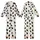 Cat Lovers' Minimalist Black Cat Silhouette Playful Poses Off-White Pale Lime Green Moon Star Pattern Kid Satin Pajamas Set - 1