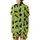 Cat Lovers' Whimsical Lime Green Black Cat Silhouettes Blue-Eyed Heads Pattern Satin Short-Sleeve Pajamas Set - 3