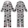 Cat Lovers' Heather Gray Black White Cartoon Tuxedo Cat Sleepy Pose Flat Graphic Seamless Pattern with Humorous 'NOPE Not Today' Text Kid Satin Pajamas Set - 1