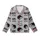 Cat Lovers' Heather Gray Black White Cartoon Tuxedo Cat Sleepy Pose Flat Graphic Seamless Pattern with Humorous 'NOPE Not Today' Text Kid Satin Pajamas Set - 2
