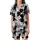 Feline Enthusiasts' Interlocking Black White Gray Cartoon Cat Faces Paws Tails Pattern Pink Accents Satin Short-Sleeve Pajamas Set - 2