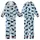 Cat Lovers' Whimsical Black Cartoon Cats Golden Yarn Paw Prints Light Sky Blue Pattern Kid Satin Pajamas Set - 1
