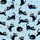 Cat Lovers' Whimsical Black Cartoon Cats Golden Yarn Paw Prints Light Sky Blue Pattern Kid Satin Pajamas Set - 4