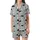 Cat Lovers' Minimalist Abstract Cat Faces Black Line Art Light Blue-Grey Pink Dot Pattern Satin Short-Sleeve Pajamas Set - 2