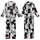 Feline Enthusiasts' Interlocking Black White Gray Cartoon Cat Faces Paws Tails Pattern Pink Accents Kid Satin Pajamas Set - 1