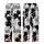 Feline Enthusiasts' Interlocking Black White Gray Cartoon Cat Faces Paws Tails Pattern Pink Accents Kid Satin Pajamas Set - 3