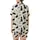 Cat Lovers' Whimsical Black Cat Olive Eye Fishbone MEOW KITTEN Creamy Off-White Pattern Satin Short-Sleeve Pajamas Set - 3