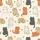 Cat Lovers' Cute Kawaii Cartoon Cats Playful Poses Seamless Pattern Light Cream Orange Coral Hearts Flat Art Style Kid Satin Pajamas Set - 4