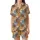 Pet Lovers' Whimsical Hand-Drawn Cartoon Cats & Dogs All-Over Pattern with Golden Orange, Pastel Blue & Earth Tones Satin Short-Sleeve Pajamas Set - 2