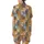 Pet Lovers' Whimsical Hand-Drawn Cartoon Cats & Dogs All-Over Pattern with Golden Orange, Pastel Blue & Earth Tones Satin Short-Sleeve Pajamas Set - 3