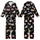 Cat Lovers' Whimsical Black Playful Hand-Drawn Cartoon Cats Seamless Pattern with Muted Greys Pink Lavender & Orange Accents Kid Satin Pajamas Set - 1