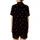 Women's Solid Black Minimalist Muted & Cherry Red Scattered Hearts Long Sleeve Cotton-Blend Sleep Set Satin Short-Sleeve Pajamas Set - 3